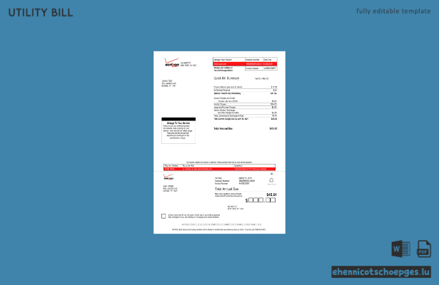 USA Verizon Stromrechnung Word Version 3 Beispielvorschau